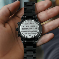 To My Soulmate Turn Back the Clock (Charcoal Black) – Men's Watch