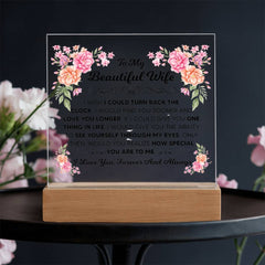 To My Beautiful Wife – Acrylic Square